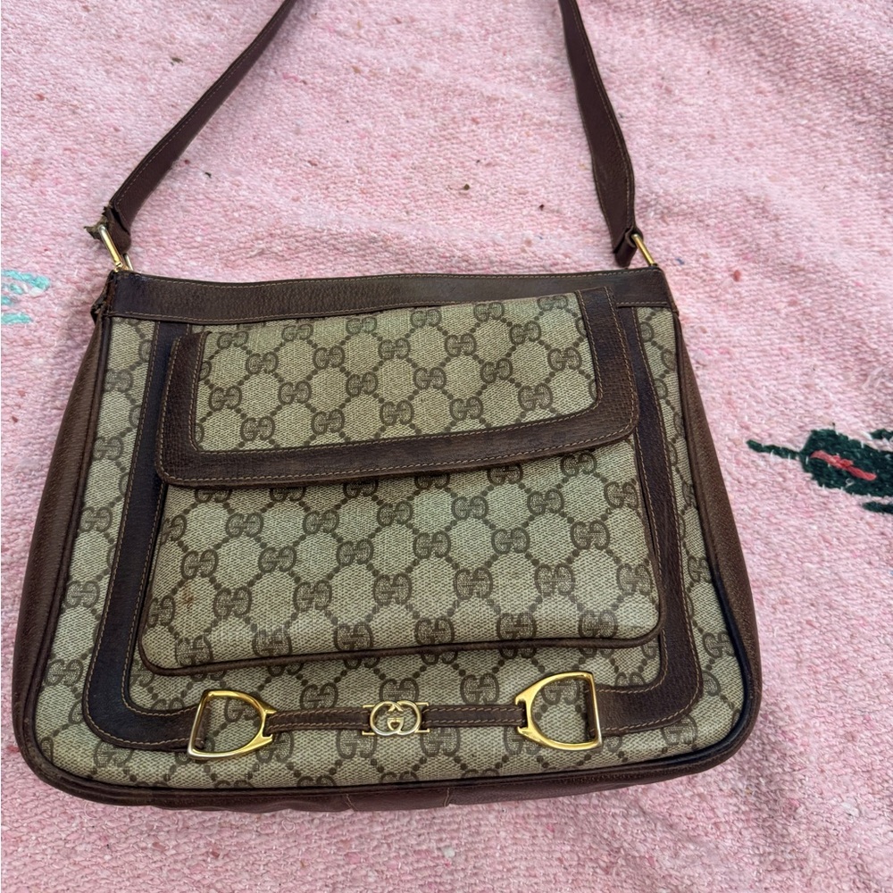 vintage Gucci Brown Shoulder Bag